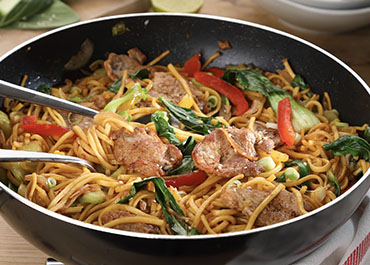 Stir-fry of Pork with Pak Choi & Noodles