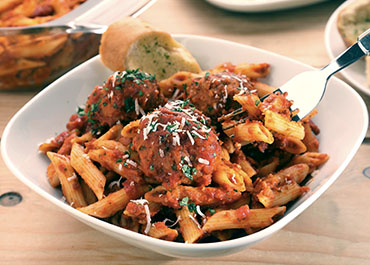 Lorne Sausage Meatballs in Tomato Ragu with Penne Pasta